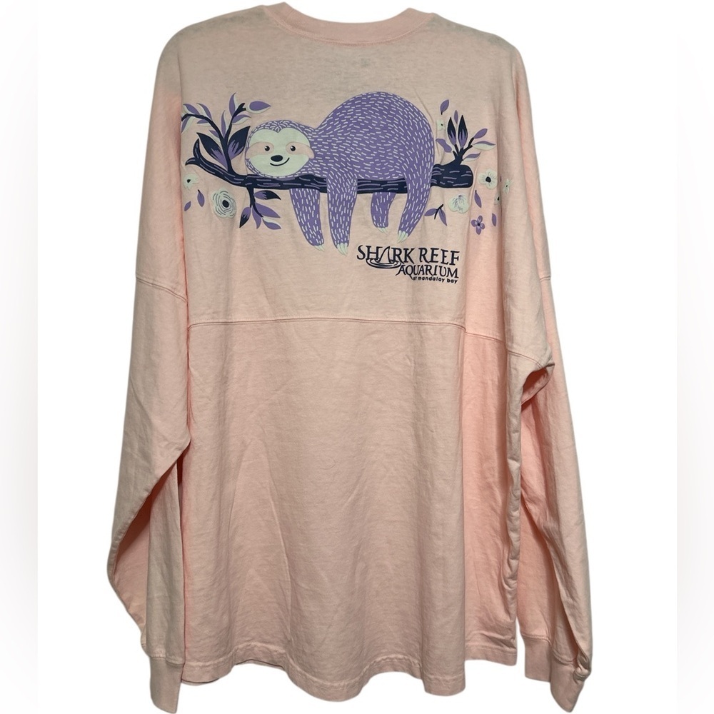 Spirit Jersey Sloth Long Sleeve Pink Shark Reef Aquarium Mandalay Bay Shirt XXL
